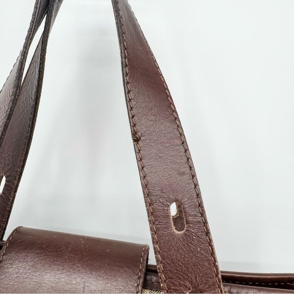 Burberry Bag Haymarket Nova Check Buckle Satchel Brown Leather Plaid - Picture 14 of 14